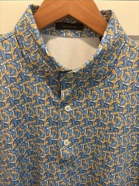 Turtleson Men's Blue & Yellow Oyster Printed Polo